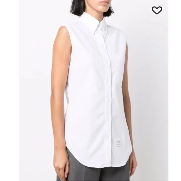 THOM BROWNE Sleeveless Pointed Collar Shirt 46